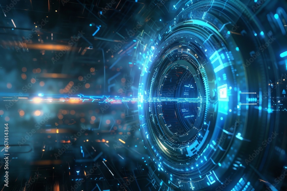Obraz premium Visualizing teleportation devices: dynamic visuals of sci-fi tech