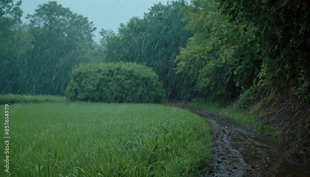 Naklejka premium Rainy landscape