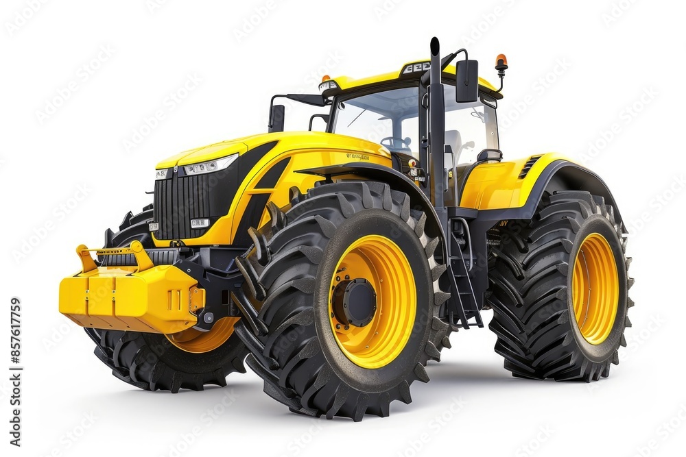 Powerful Yellow Tractor on a White Background Powerful Yellow Tractor on a White Background