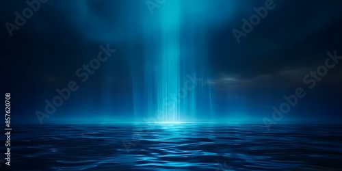 The captivating light beam enchantingly controls the ocean, drawing victims with an eerie power. Concept Mystery, Ocean, Light Beam, Enchantment, Eerie Power photo