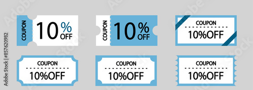 青い割引クーポンのセット