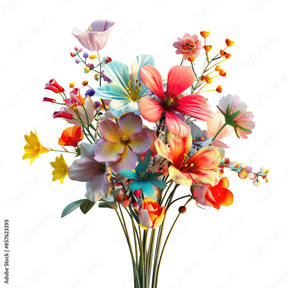 Fototapeta premium Spring flowers in a lovely bouquet against a transparent background