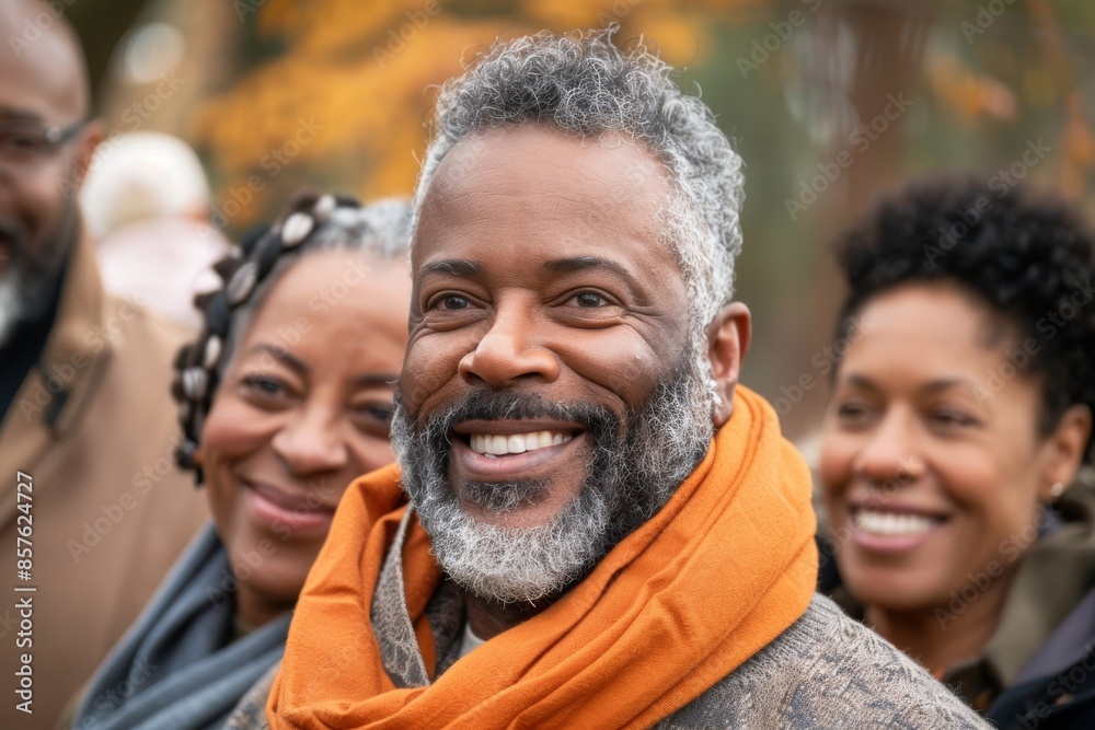 Portrait of a happy middle-aged African American man with his family. Portrait of a happy middle-aged African American man with his family.