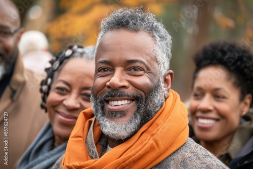 Portrait of a happy middle-aged African American man with his family.