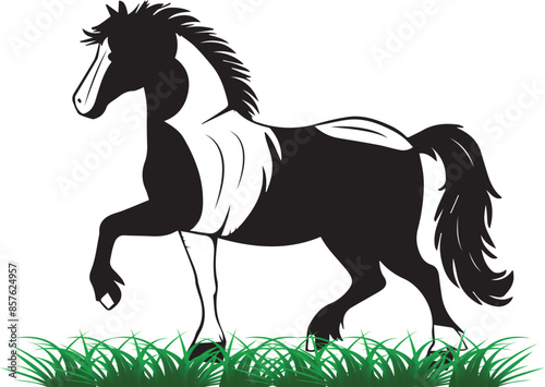 Hand drawn vector silhouette big horse