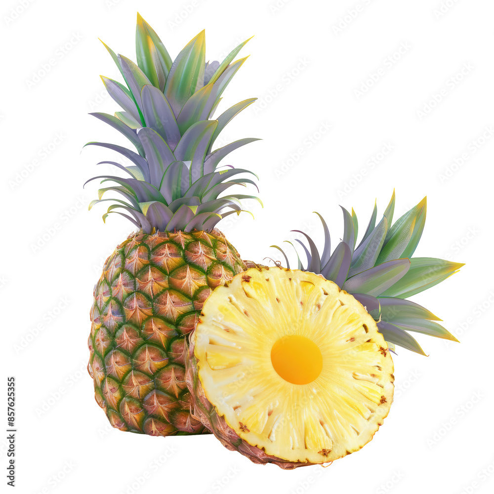 Isolated Pineapple Slices on transparent background with Full Depth of Field. Isolated Pineapple Slices on transparent background with Full Depth of Field.