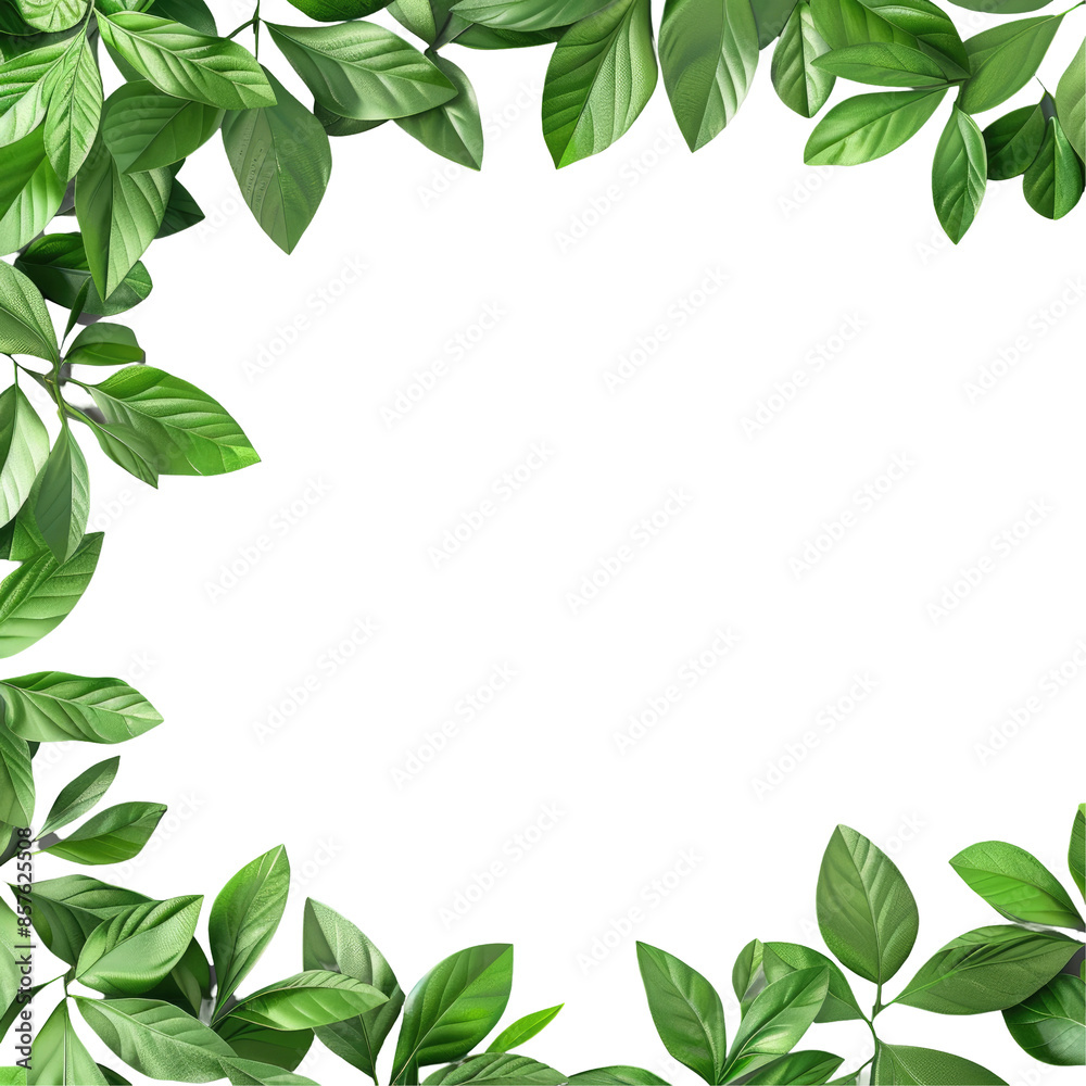 Leaves with a green border against a transparent background Leaves with a green border against a transparent background