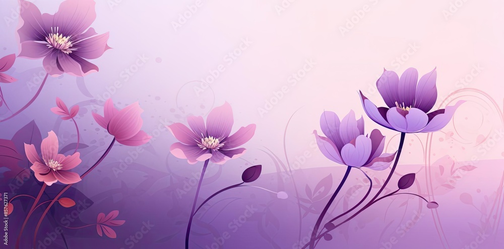 flowers on purple background with a pink wall in the foreground, featuring a variety of pink, purple, and white flowers