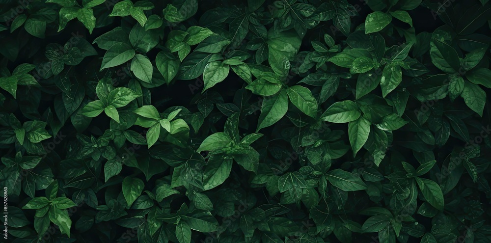 green aesthetic background with leaves in the dark
