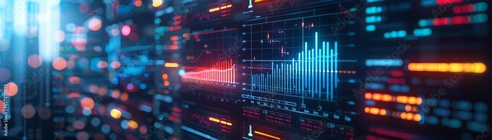 Digital Futuristic Finance Interface with Business Data Graph on Glass Screen Digital Futuristic Finance Interface with Business Data Graph on Glass Screen
