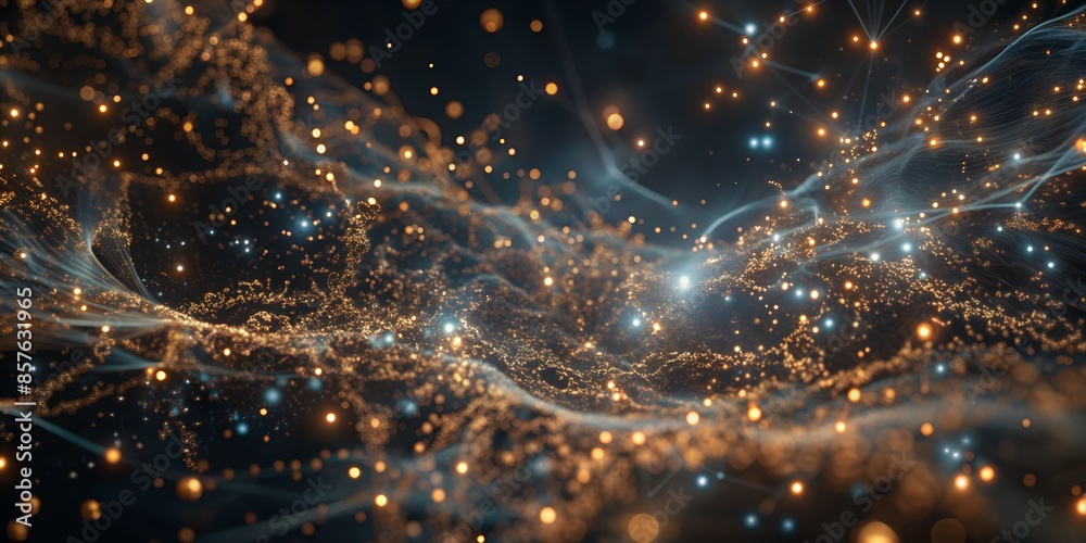 Fototapeta premium Dark Blue with Glowing Particles