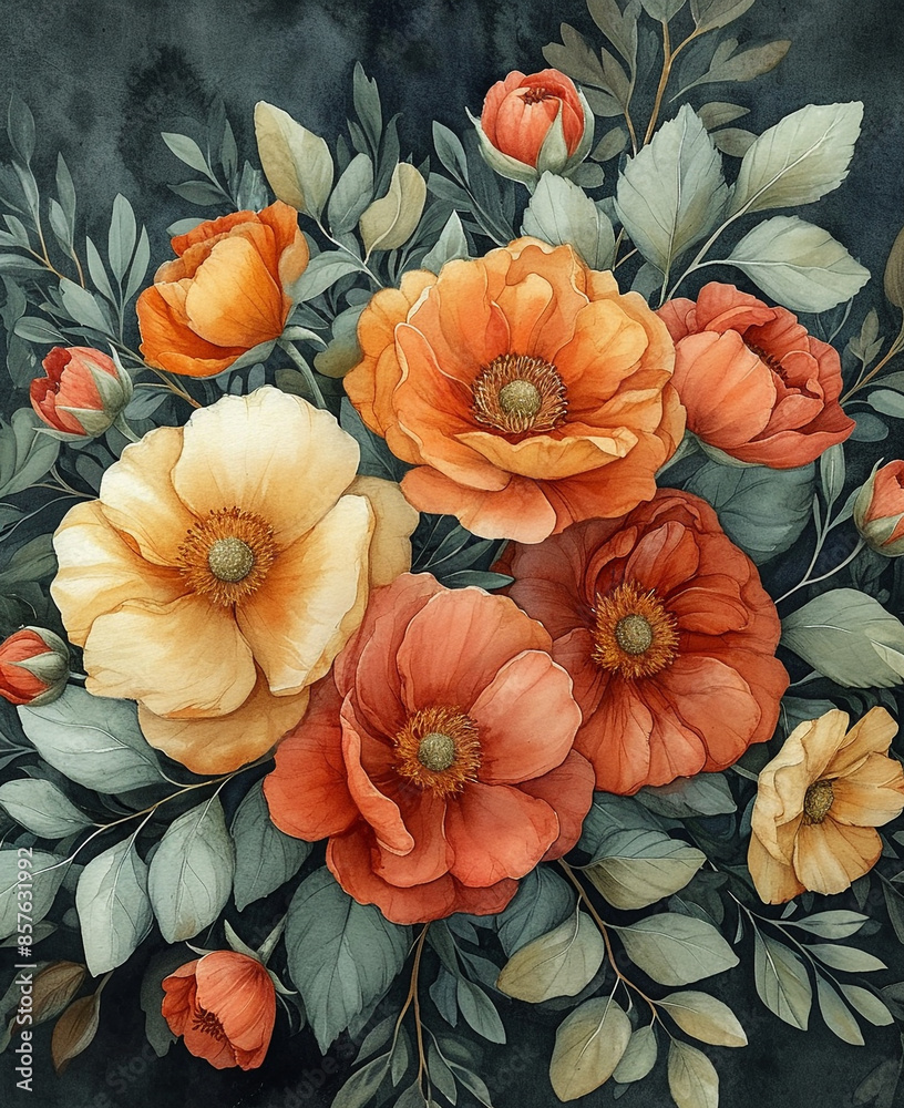 custom made wallpaper toronto digitalFloral bouquet ornament