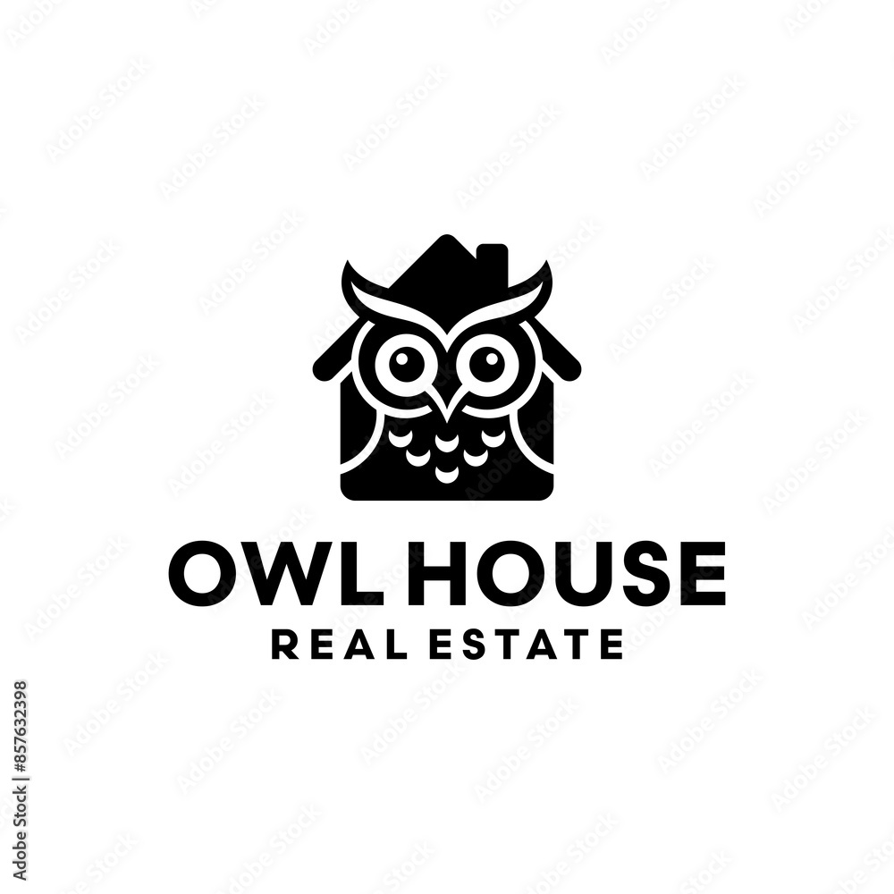 House and Owl Logo Design Template Isolated on White Background. House and Owl Logo Design Template Isolated on White Background.