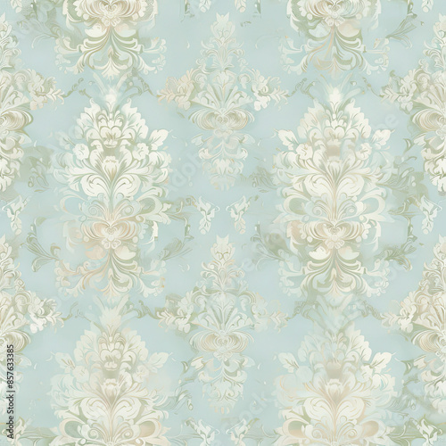 Vintage wallpaper pattern, ornate floral, seamless, muted pastel colors, elegant, subtle textures.
