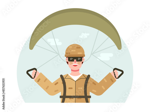 Army man skydiving. Army vector illustration
