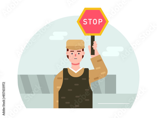 Army man standing. Army vector illustration