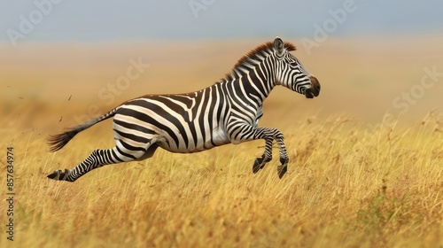 Plains zebra (Equus quagga) running in the field