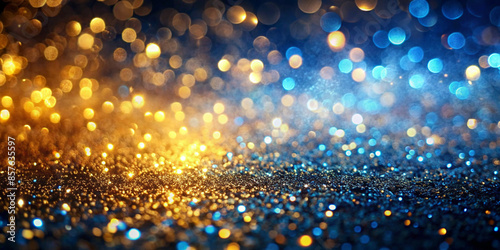 Elegant Abstract Glitter Lights in Gold, Blue, and Black - Professional Background Image