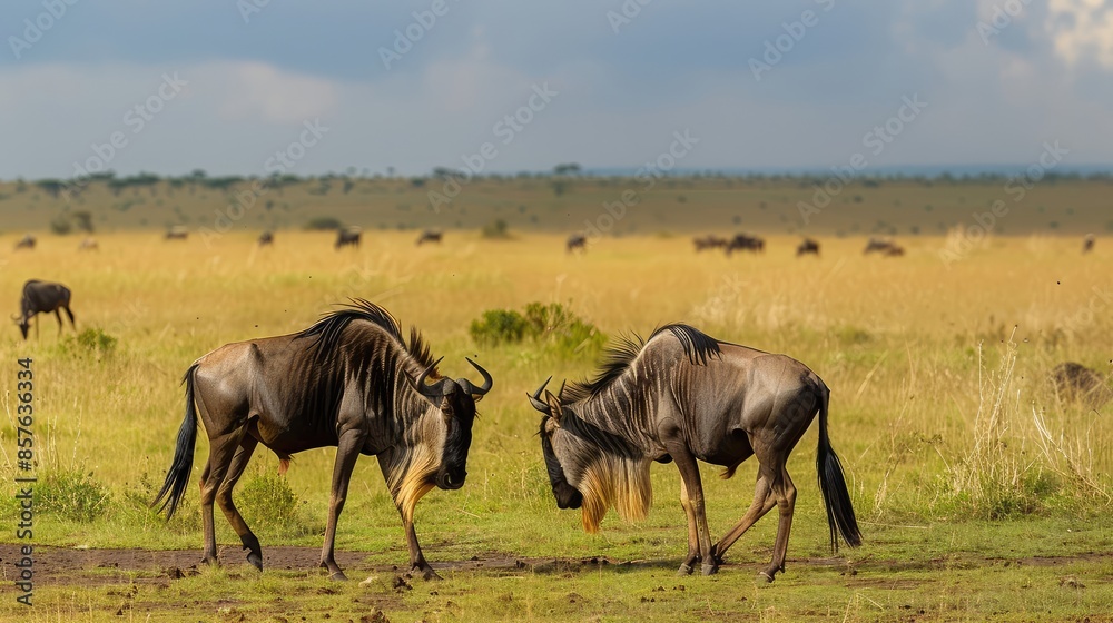 Wildebeest (Connochaetes taurinus) in the Maasai Mara National Park, Kenya Wildebeest (Connochaetes taurinus) in the Maasai Mara National Park, Kenya