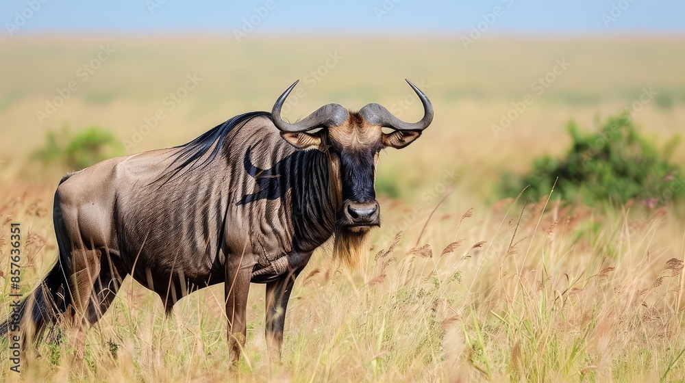 Blue wildebeest (Connochaetes taurinus) on the savanna Blue wildebeest (Connochaetes taurinus) on the savanna