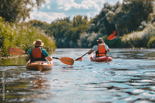 Wallpaper Mural Kayaking Through a Serene Forest River .Olympics in France 2024. Torontodigital.ca