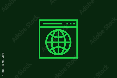 the browser with the image of the planet . Vector illustration in flat style design.