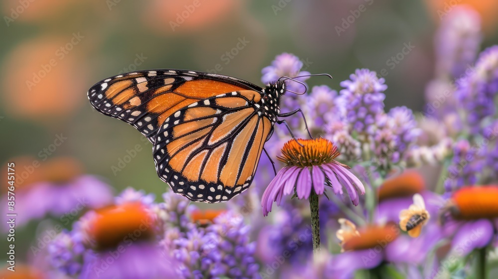 Fototapeta premium importance of pollinator-friendly gardens in supporting bees, butterflies, and other vital insects. 