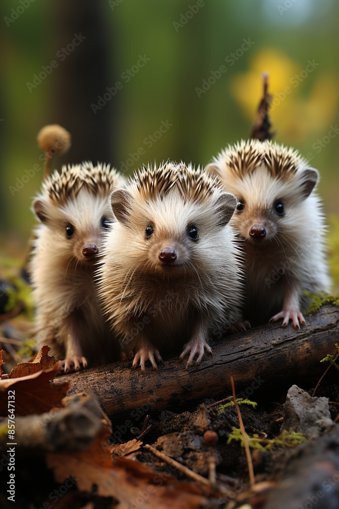 A group of cute hedgehogs A group of cute hedgehogs