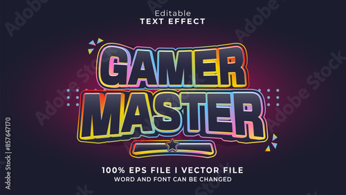 editable gamer master text effect.typhography logo