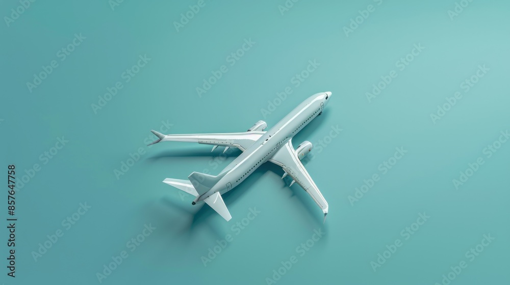 Model of a passenger plane on a blue background. travel transport concept Model of a passenger plane on a blue background. travel transport concept