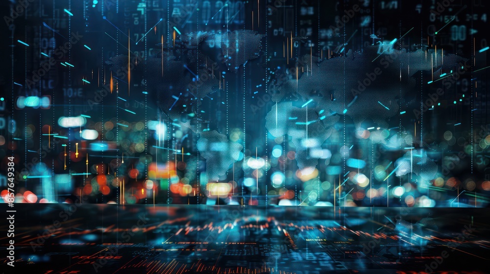 Fototapeta premium Stock market or forex trading graph in futuristic concept suitable for financial investment or Economic trends business idea and all art work design. Abstract finance background