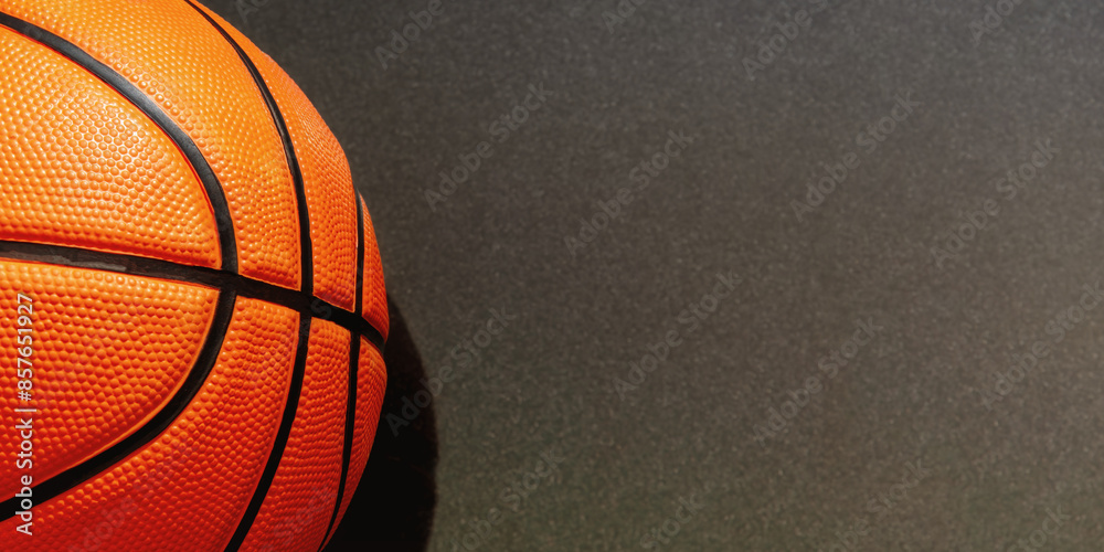 Web banner with detailed orange basketball and copy space for text. Professional sports backgrounds Web banner with detailed orange basketball and copy space for text. Professional sports backgrounds