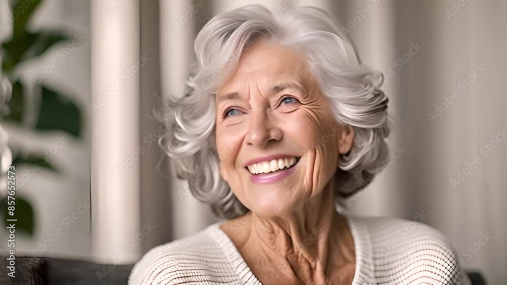 Senior Woman Smiling in Home Generative AI Senior Woman Smiling in Home Generative AI