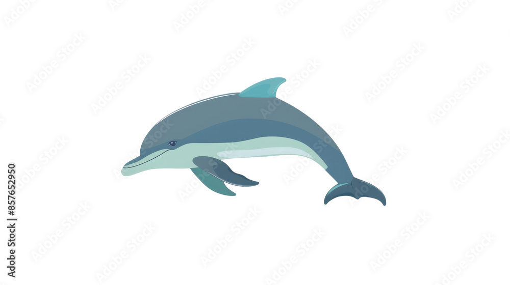 Fototapeta premium Illustration of a dolphin swimming. Perfect for educational materials, ocean-themed designs, or aquatic life studies. Isolated on transparent background.