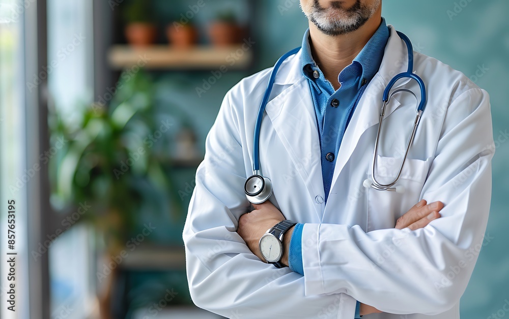 Confident Doctor with Stethoscope and Crossed Arms Confident Doctor with Stethoscope and Crossed Arms