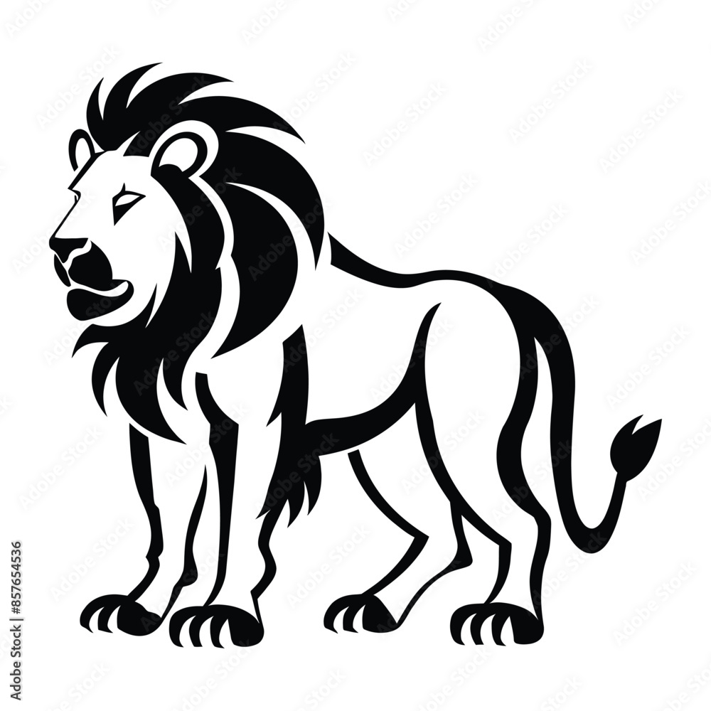 Fototapeta premium Lion silhouette, lion, silhouette painting, original lion art, silhouette art 