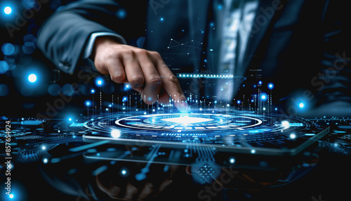 Holographic User, business using hand touch Digital and Innovation Interface Technology