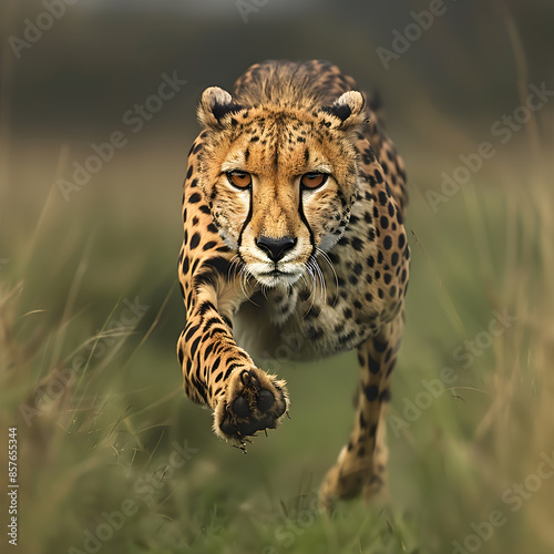 Cheetah at Full Sprint: Nature's Epitome of Speed and Agility photo