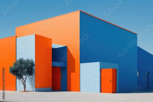 orange and blue buildings © RENDISYAHRUL