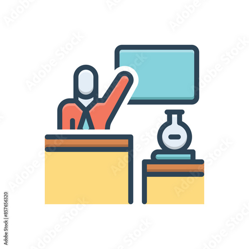 Color illustration icon for teaching