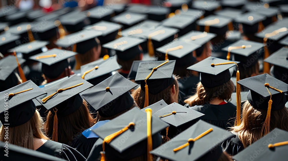 graduation, close up student hats in during commencement success graduates of the university, Concept education congratulation. graduation, close up student hats in during commencement success graduates of the university, Concept education congratulation.