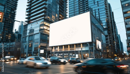 bilboard mockup, A large blank billboard on the side of an urban street in Toronto.
