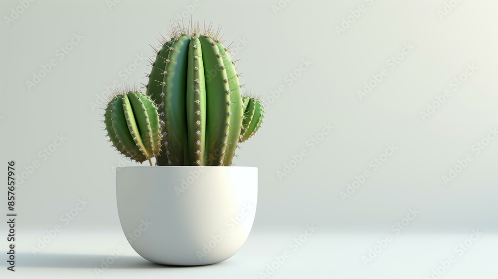a 3D render of a cactus in a pot, isolated on a white background. The cactus is detailed with spines and a textured, white pot. a 3D render of a cactus in a pot, isolated on a white background. The cactus is detailed with spines and a textured, white pot.