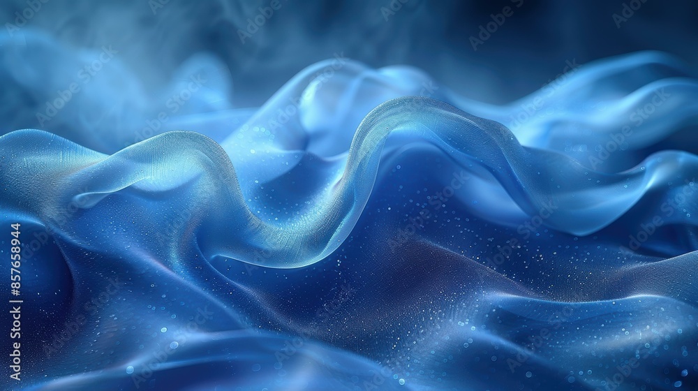 Obraz premium An intricate pattern of blue waves resembling ripples on a fabric, showcasing an abstract fluidic texture 