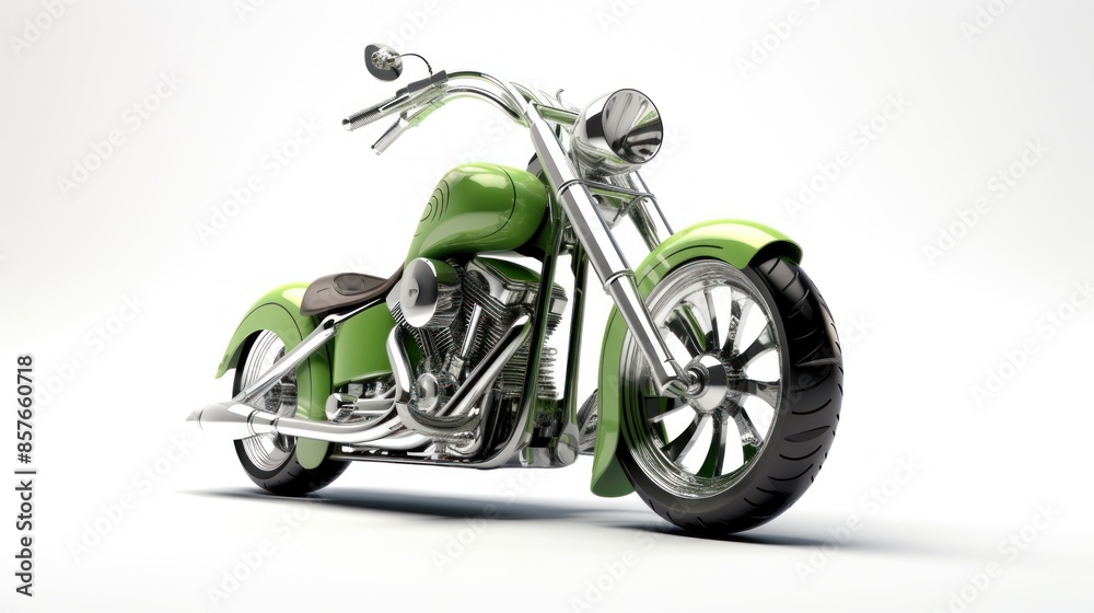 Obraz premium A green motorcycle with a black seat and a black handlebar