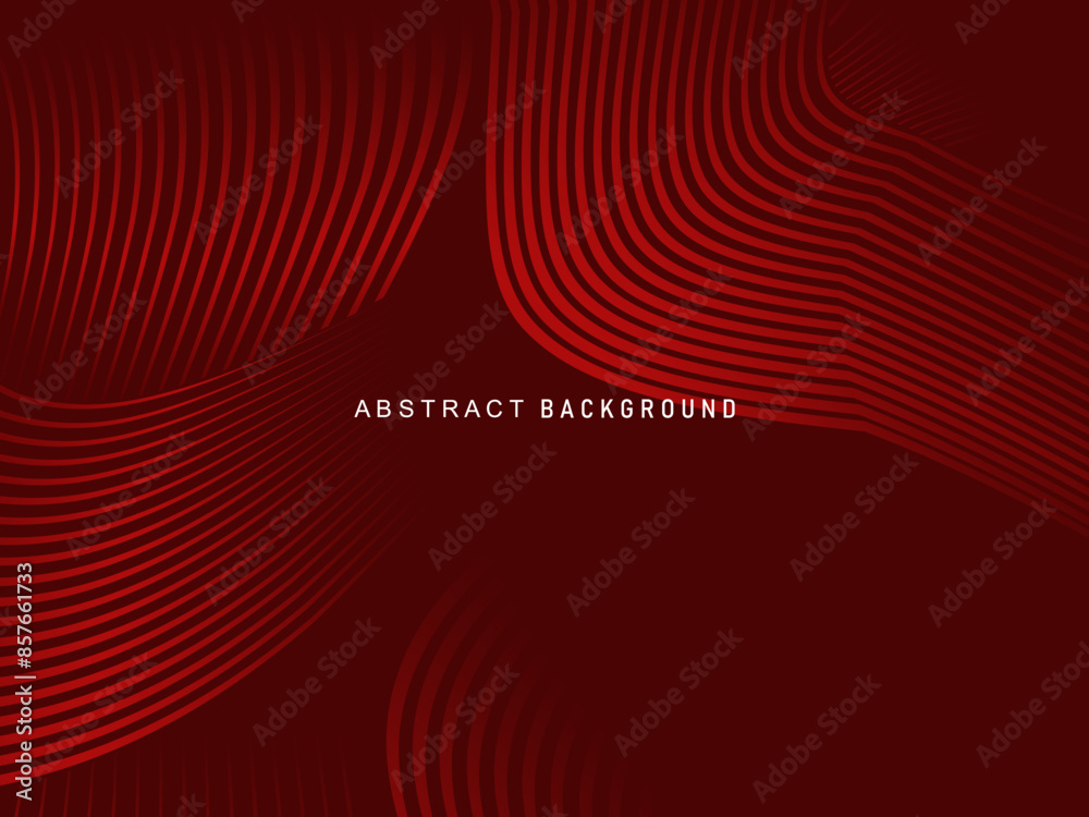 Abstract red glowing geometric lines on dark red background. Modern shiny red circle lines pattern. Futuristic technology concept, perfect for covers, posters, banners, brochures, websites, etc.