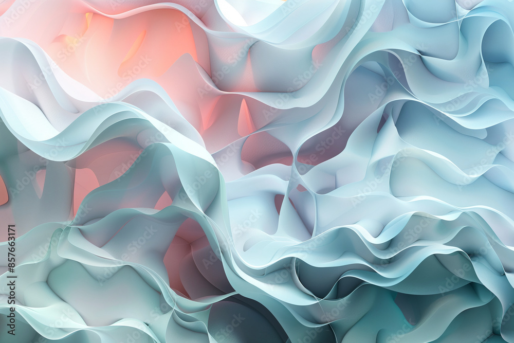 The image is a white, flowing fabric with a wave-like pattern. The fabric appears to be made of a synthetic material, and it has a smooth, silky texture
