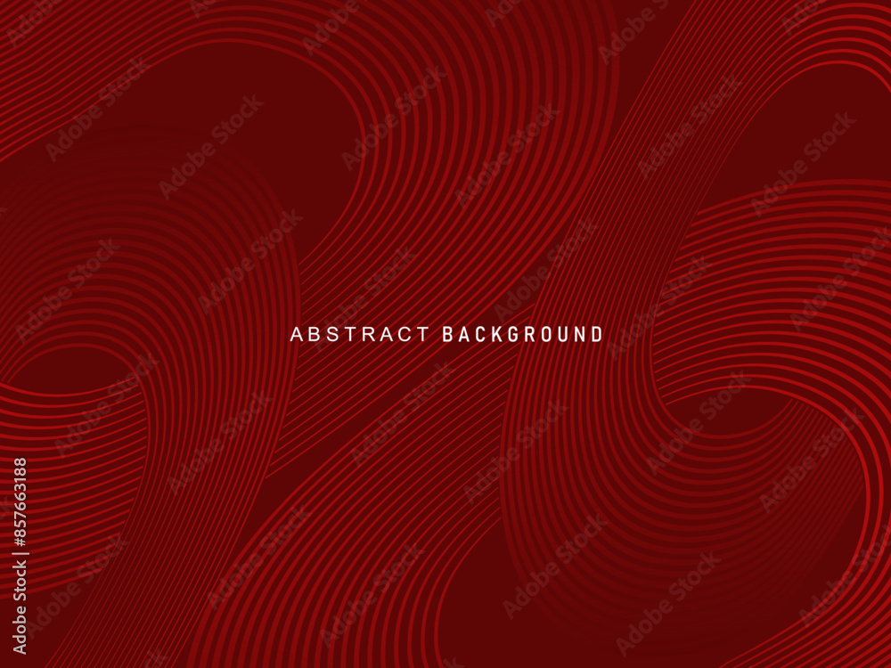 Abstract red glowing geometric lines on dark red background. Modern shiny red circle lines pattern. Futuristic technology concept, perfect for covers, posters, banners, brochures, websites, etc.