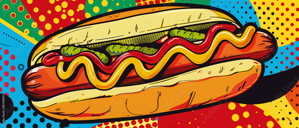 Colorful Pop Art Hot Dog Colorful Pop Art Hot Dog
