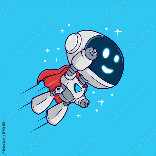 Vector illustration of super hero cute robot cartoon